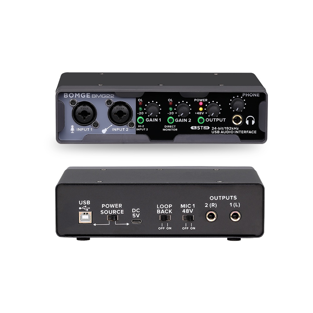 BOMGE USB Audio Interface(24 bit/192 kHz) with XLR, phantom power