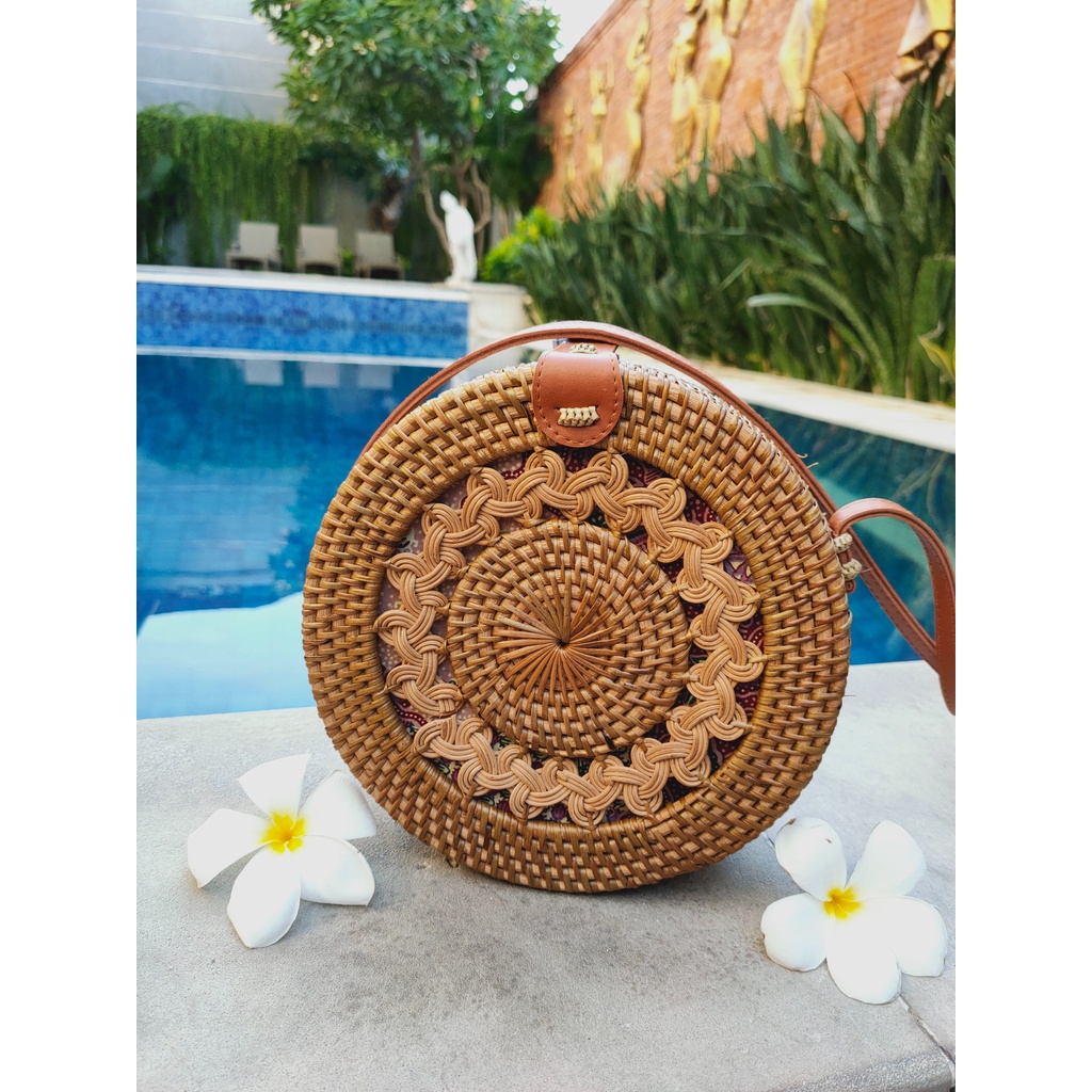 Rattan sling bag hot sale