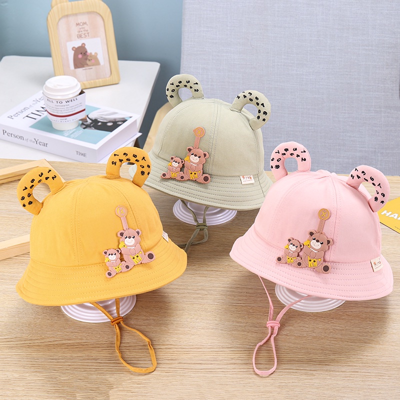Cute Little Bear Baby Hat Summer Cotton Boys Girls Bucket Hat Infant Child Sun Beach Cap Children Fisherman Hats