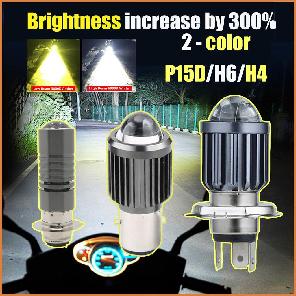 Motorcycle Headlight Led Bulbs H6 H4 Two-Color Hi Lo Beam Motorbike ...