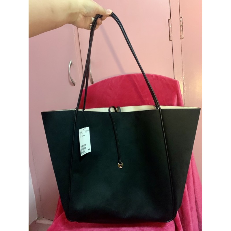 H&m black tote online bag