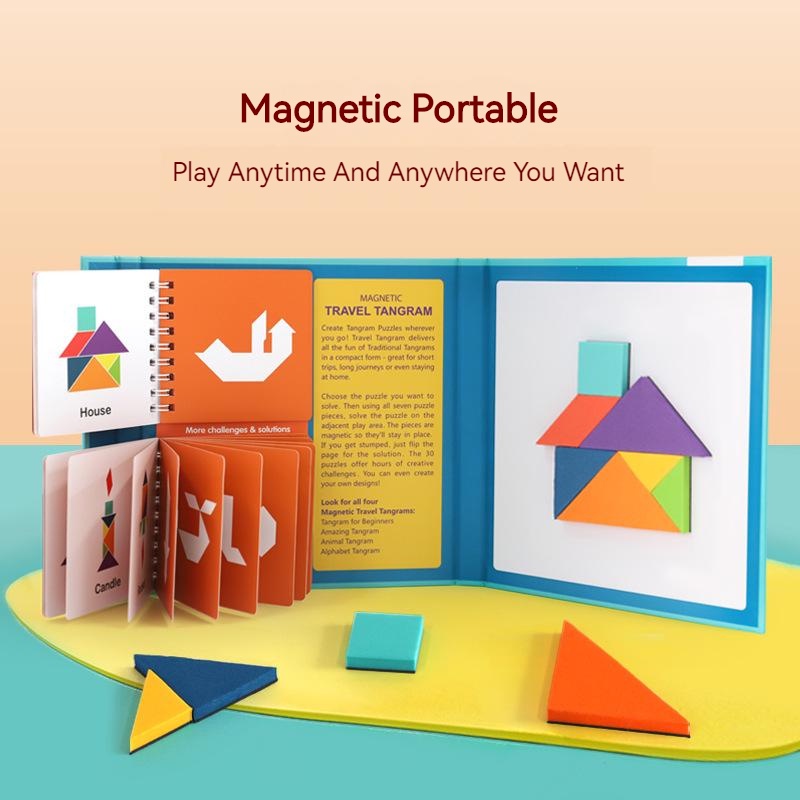 Kids Magnetic 3D Puzzle Travel Jigsaw Puzzle Tangram Montessori IQ ...