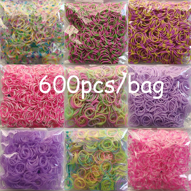 600 Elastic Double Colors Rubber Bands For Bracelets DIY Children