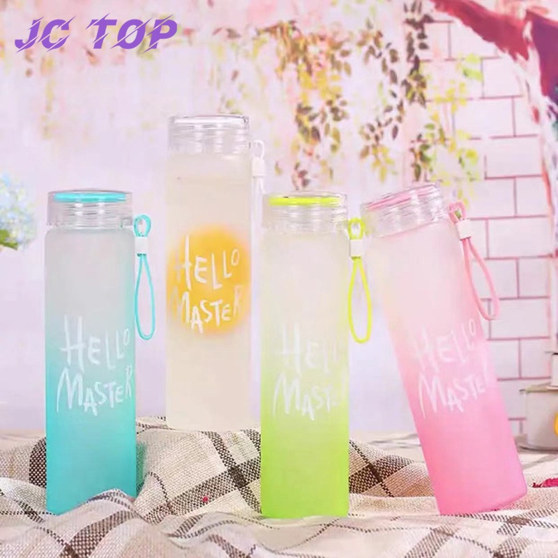 JcTop 480ml Portable Gradient Color Frosted Water Tumbler Bottle Hello ...