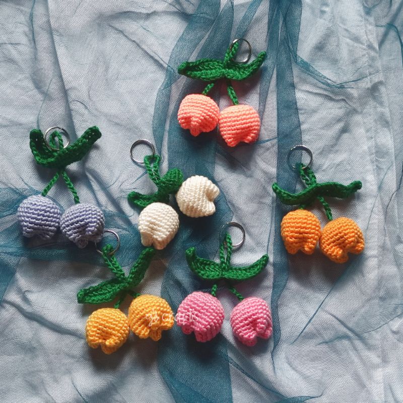 G's Crafts Mini Crochet Tulip Keychain Charm (read description below