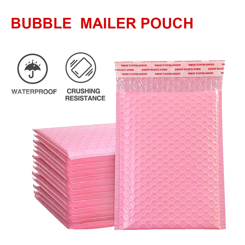 Pink Bubble Mailer Pouch w/ Sticky Seal Plastic Padded Envelope ...