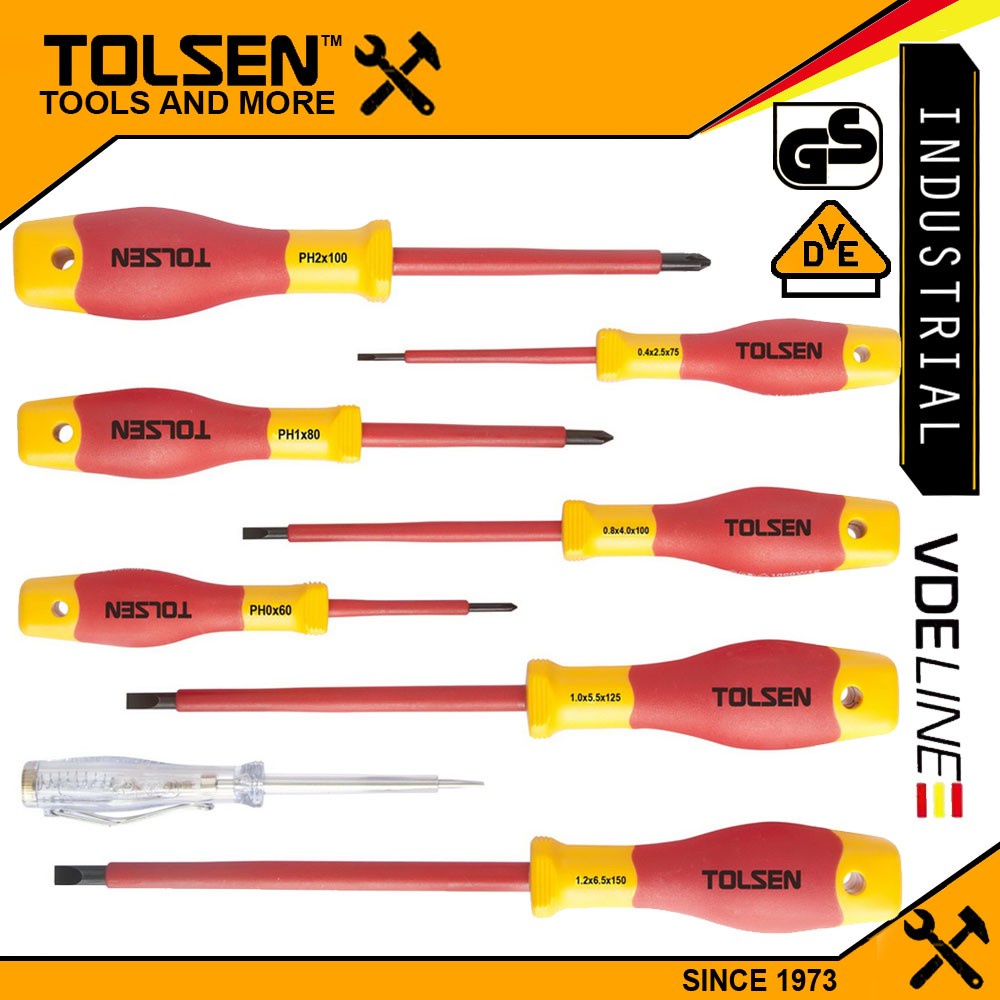 Tolsen Premium VDE 8pcs Insulated Screwdriver Set w/ Voltage Tester