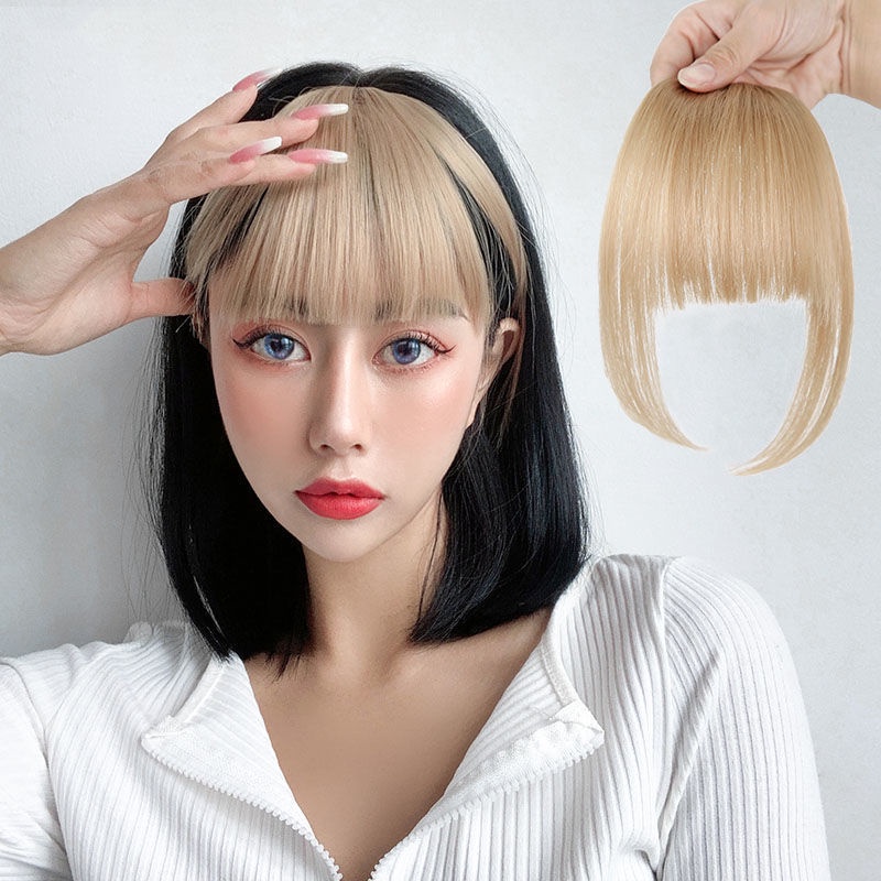 Bangs Hairpiece Clip In Hair Extension Synthetic Hair Extension Blunt Bangs Fake Bangs for Women