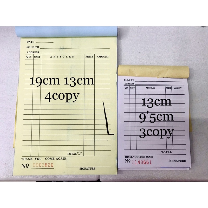 Receipt resibo with carbon 3in 1 triplicate large 19cm 13cm | Shopee ...
