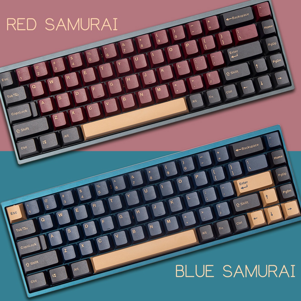 PBT Sublimation Red Samurai Keycaps Cherry/OEM Profile 135/173 Keys ...