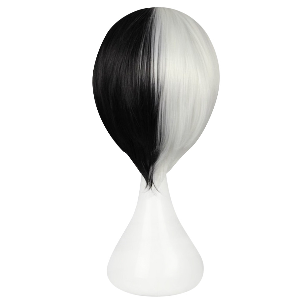 Straight Short Half Black White Wig With Bangs Anime Cosplay | Shopee  Philippines