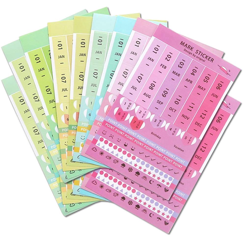 Self-Stick Mini DIY Paper PVC Monthly Calendar Index Tabs Reminder ...