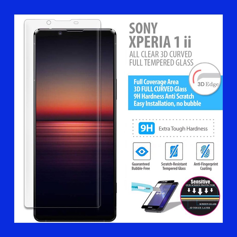 Sony Xperia 1 II - ALL CLEAR 3D Curved Full Tempered Glass Screen ...