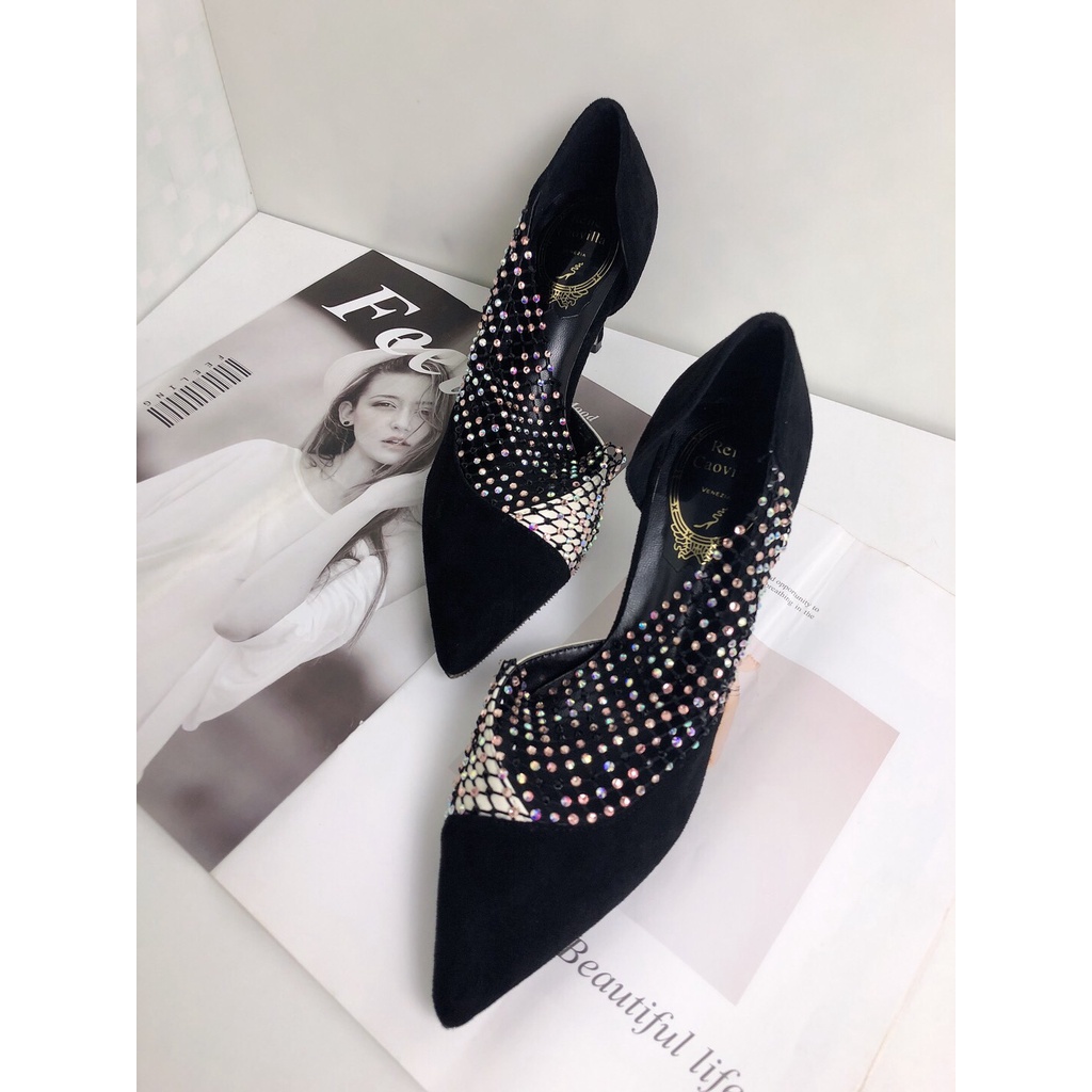 RC Rene Caovilla Rhinestone Pointed Cutout Stiletto Heels | Shopee ...