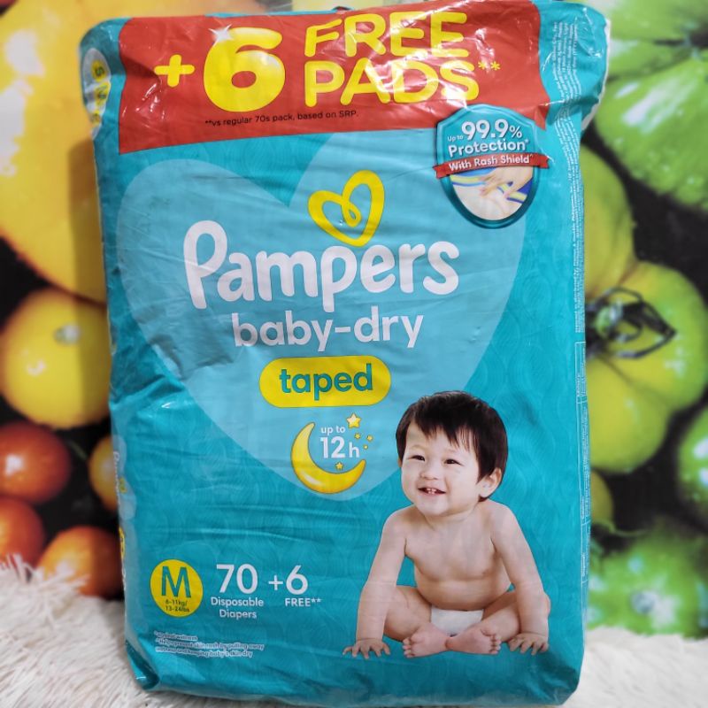 Pampers BabyDry TAPED Diaper MEDIUM 70pcs Shopee Philippines