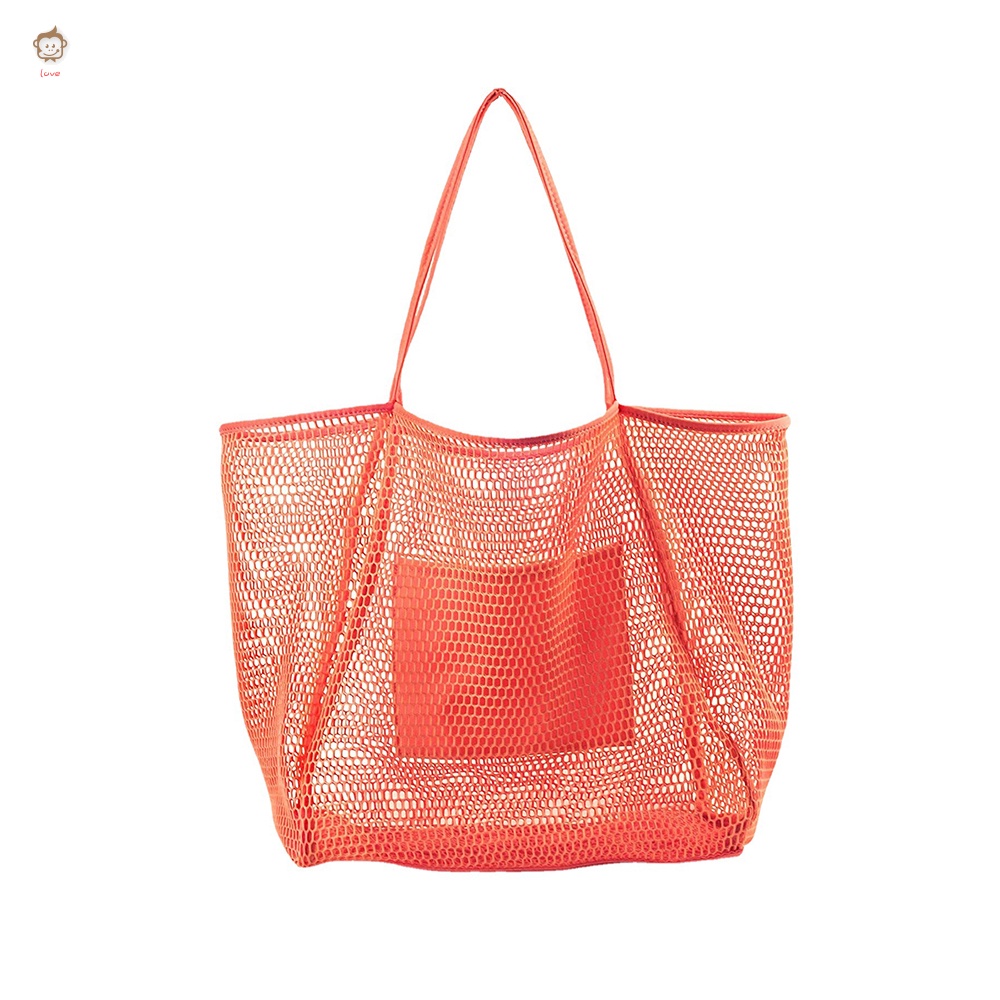 Mesh Beach Tote Bag Large Capacity Handbag Portable Polyester Bag for