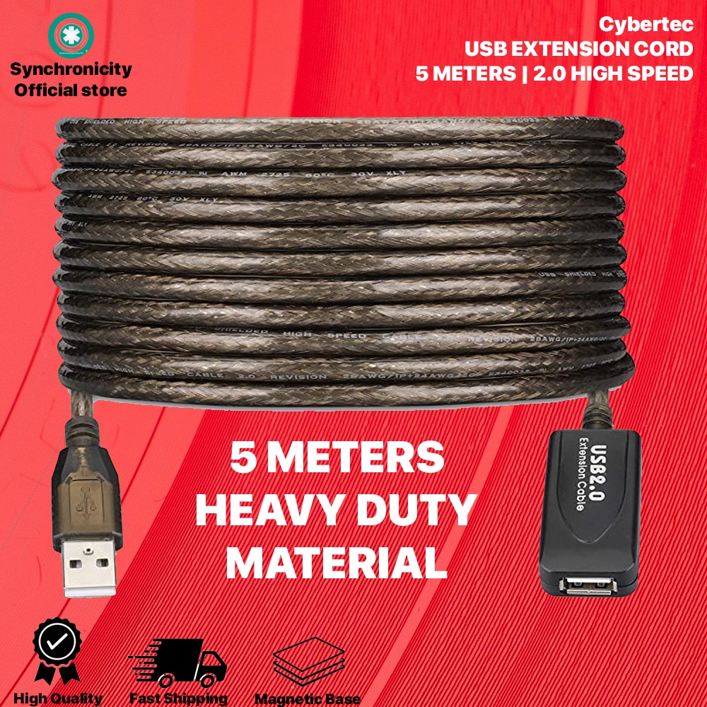 CYBERTEC USB Extension Cord 5 Meter High Speed USB 2.0 Type A Male to