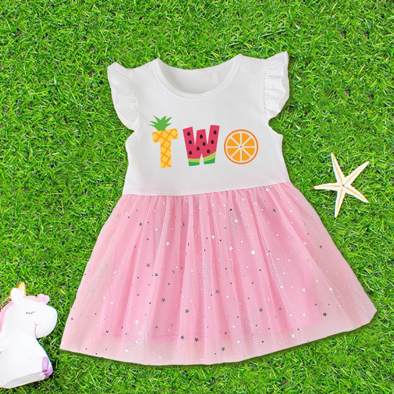 Summer Fruit Watermelon Orange Pineapple Birthday Girl Dress Short Sleeve  Star Style Ruffle Princess Dresses Fruit Theme Birthday Girl Wear | Shopee  Philippines