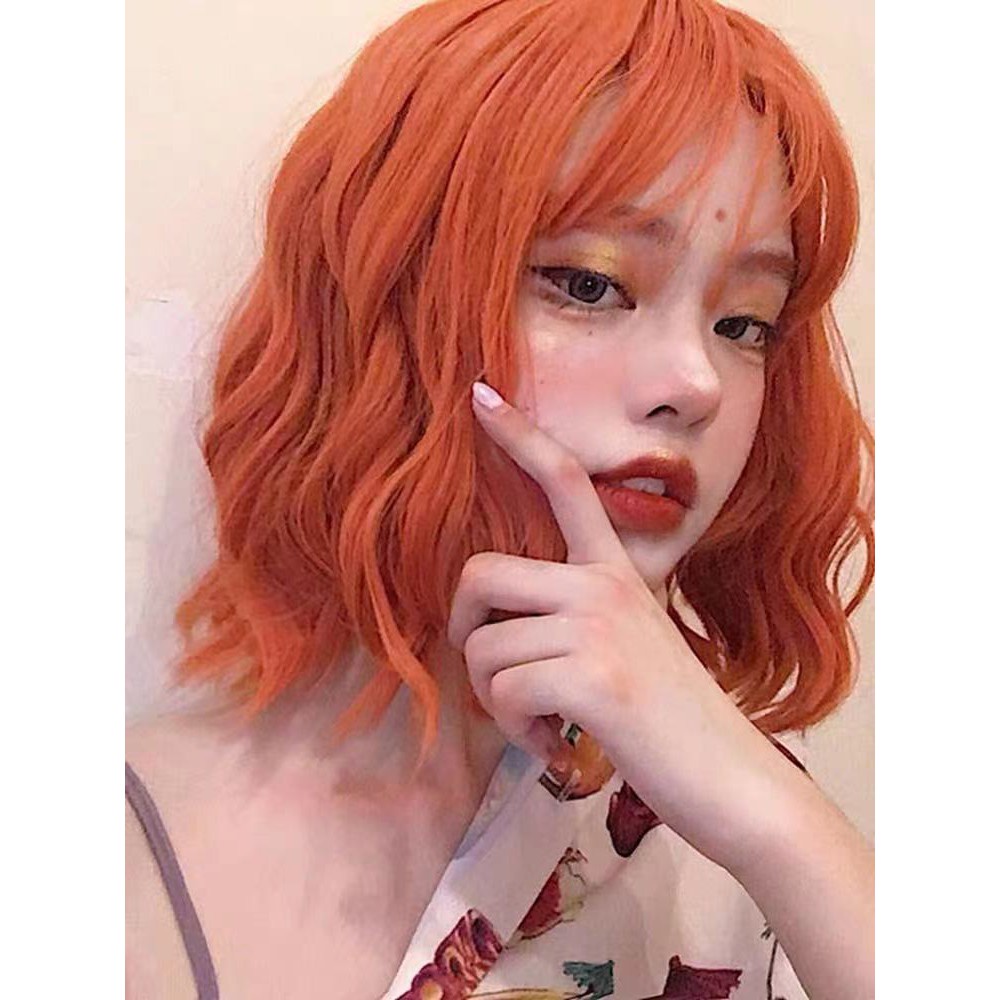 Orange wig matte natural and lifelike full wig headgear wig long curly hair long straight hair short curly hair shoulder length straight hair 4 styles Shopee Philippines