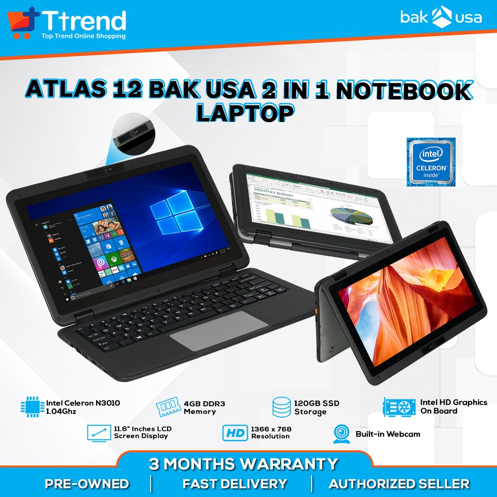 BAK USA Atlas 12 Intel Celeron N3010 Dual Core 11.6