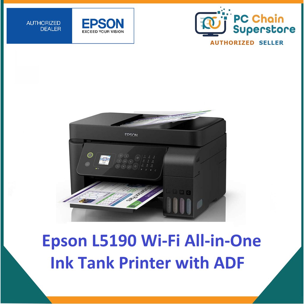 Epson L5190 Wi-Fi All-in-One Ink Tank Printer with ADF (with set of ...