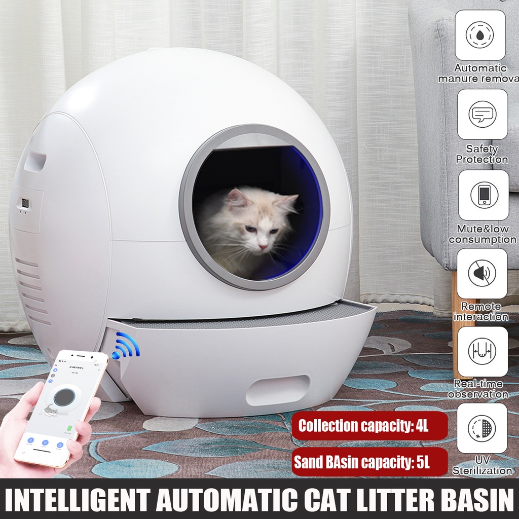 Electric Cat Litter Box Lid Cats Toilet Splash-proof Automatic Closed ...