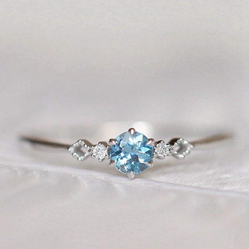 Stylish Fashion Women Ring Finger Jewelry Rhinestone Light Blue Crystal Rings Shopee Philippines