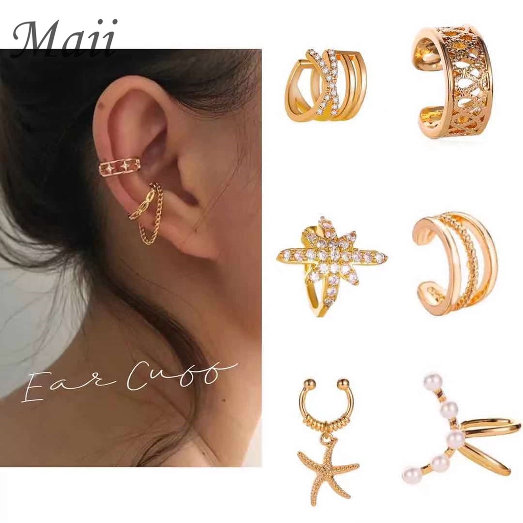 [Maii] 2021 Zirconia Ear Cuffs Clip without Piercing / Non Piercing ...