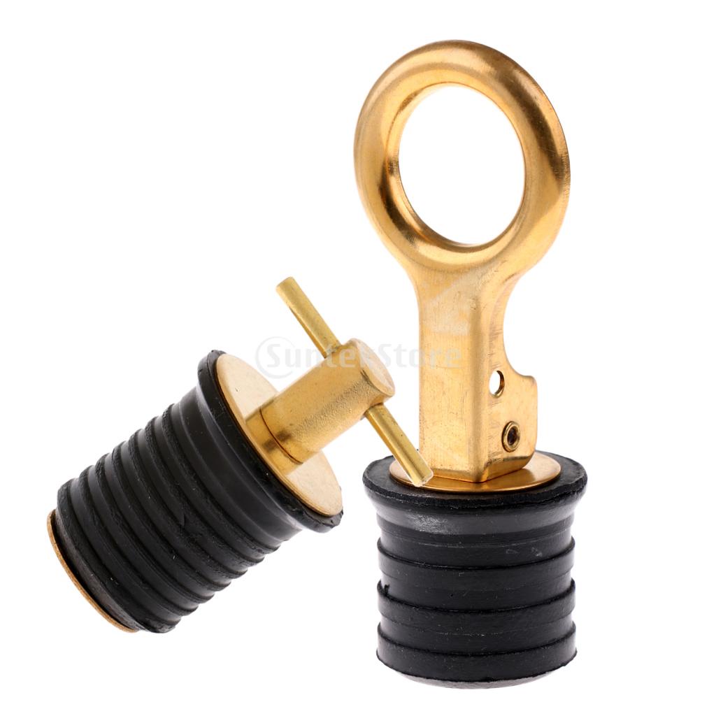 Rubber & Brass Boat Livewell Drain Plug Set 30mm Snap Type + 24mm
