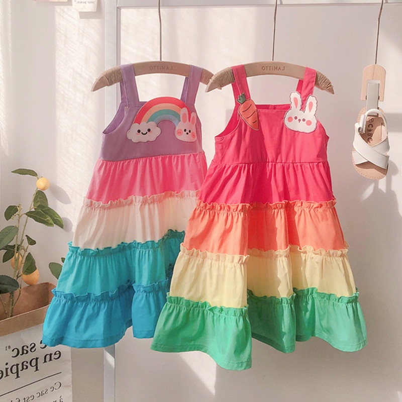 Summer Girl Dress New Fashion Versatile Summer Dress Exquisite Sweet Lace Girl Clothes Simple Ruffled Princess Skirt Ropa Niña