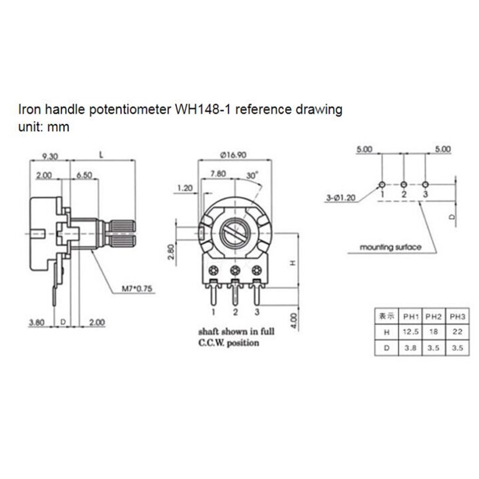 5 Sets WH148 1K 10K 20K 50K 100K 500K Ohm 15mm 3 Pin Linear Taper ...