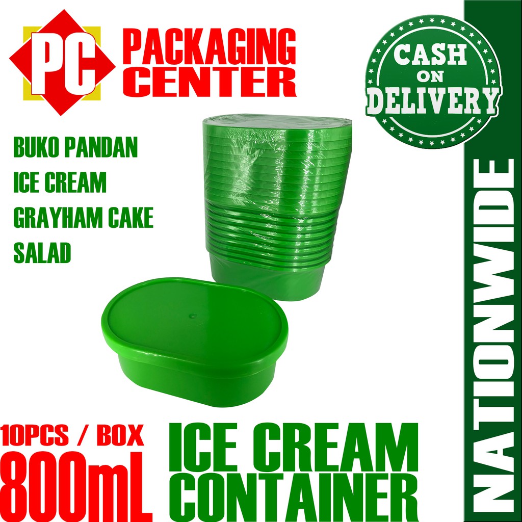 800mL Ice Cream Container for Buko Pandan by 10pcs per box | Shopee ...