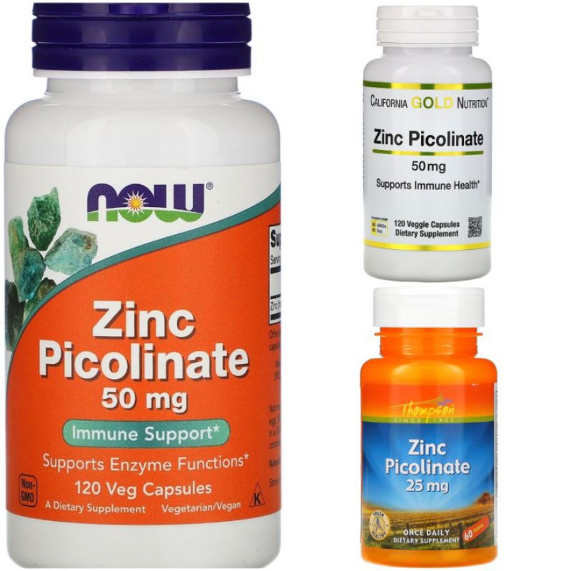 Now / CGN / Thompson Zinc Picolinate 25mg or 50mg, Immune Health, 60 or