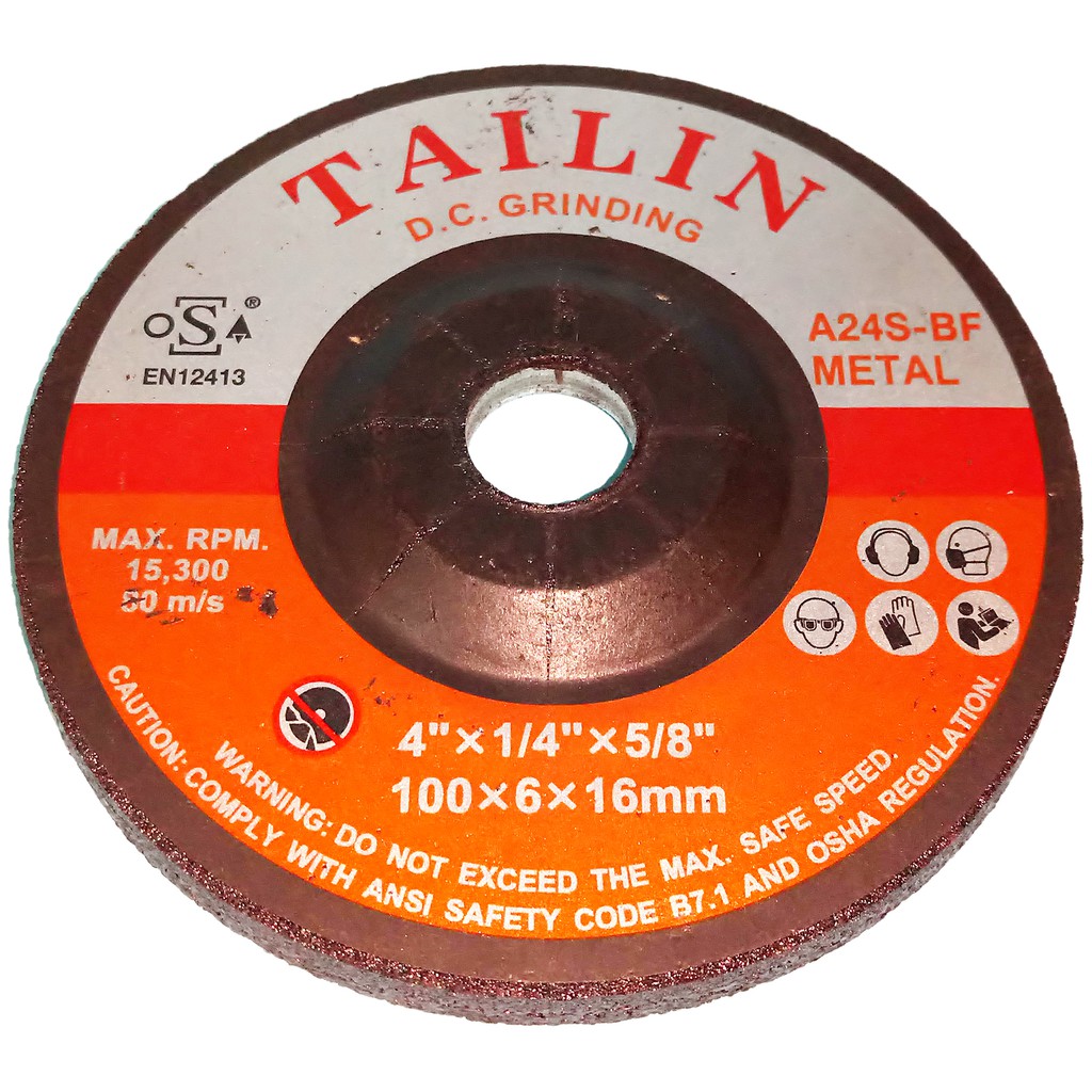 ORIGINAL TAILIN GRINDING DISC 4" FOR METAL ( 4" X 1/4" X 5/8" / 100MM X