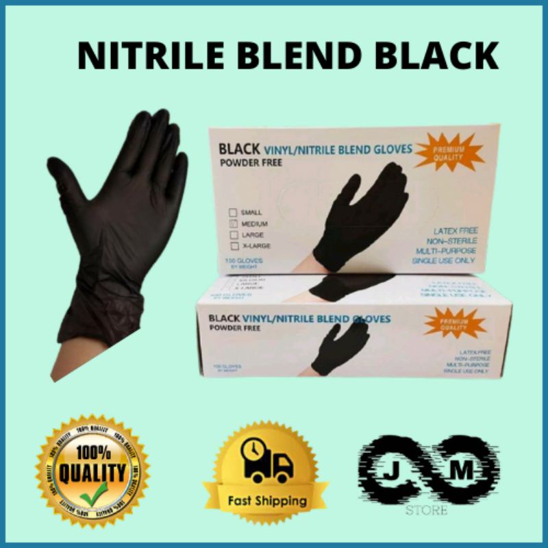 BLACK VINYL/ NITRILE BLEND GLOVES POWDER FREE Shopee Philippines