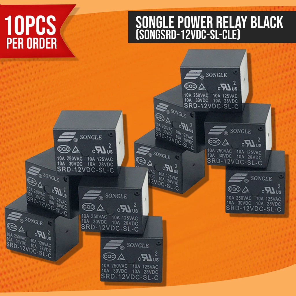 10PCS 12V DC 10A Songle Mini Power Relay SRD-12V Black | Shopee Philippines