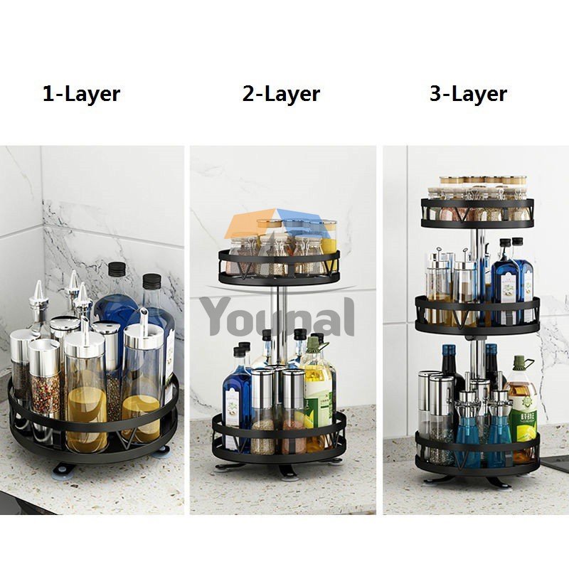 2/3 Tier 360° Rotating Spice Rack Rotatable Kitchen Seasoning ...