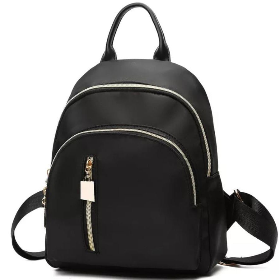 Plain black best sale backpack women's