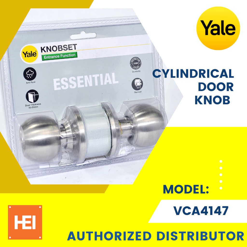 YALE Door Knob Lockset SATIN FINISH US32D Entrance Function CA4147 ...