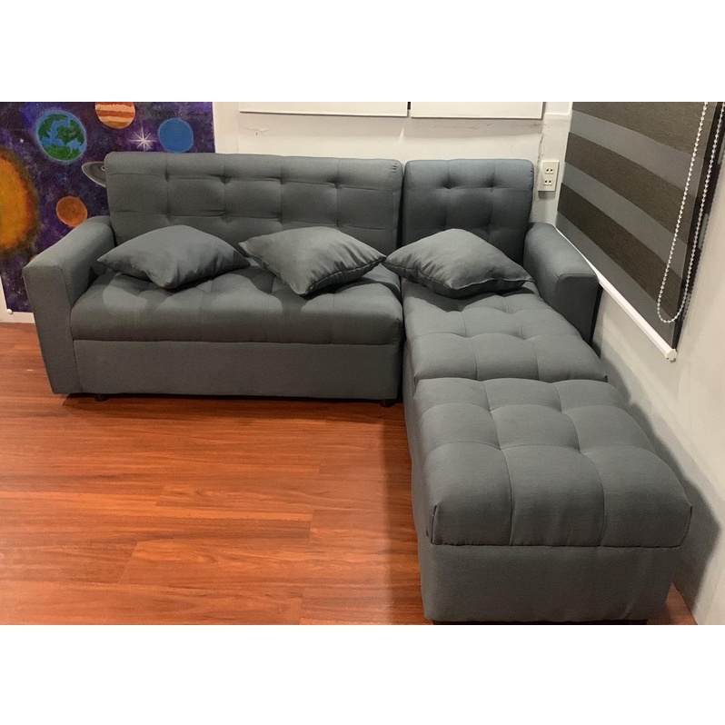 LSHAPE SOFA GREY FABRIC "DIMPLE"(FREE DELIVERY NCR ONLY) Shopee