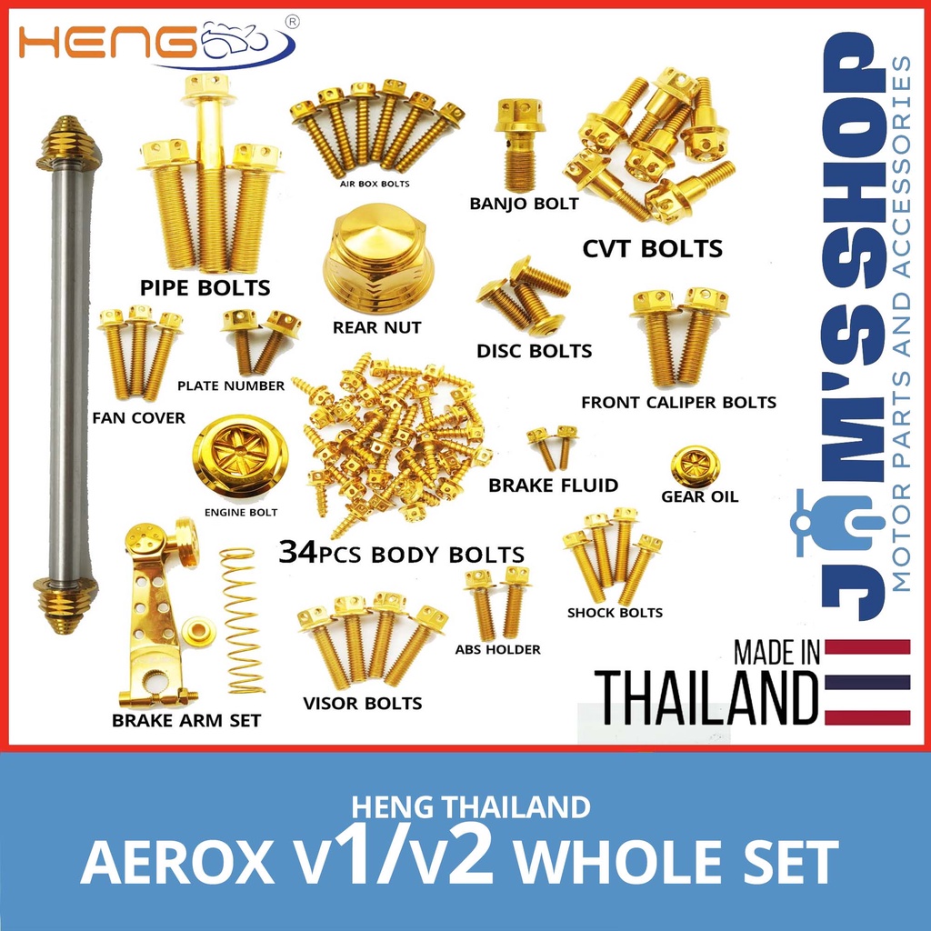 Heng Original™ Aerox Complete Gold Bolts Set All Bolts Full set Yamaha
