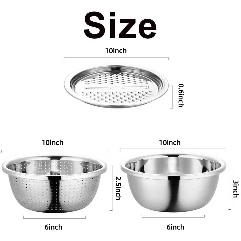 Mixing Bowl Stainless Steel Salad Bowl Baking Bowl Multifunctional ...