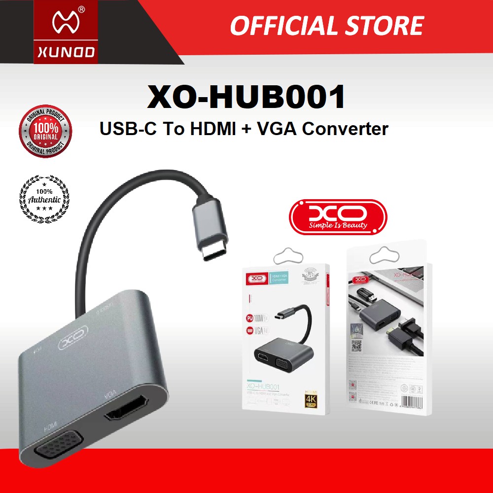 XO-HUB001 USB-C To HDMI VGA Converter Shopee Philippines