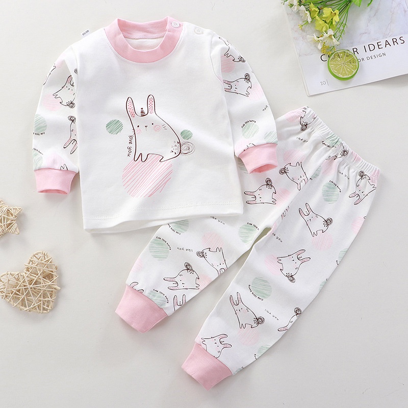 Terno Pajama for Kids Girls Cotton Long Sleeve Clothes Cute Printing  Sleepwear Baby Pajama Set 73cm-120cm