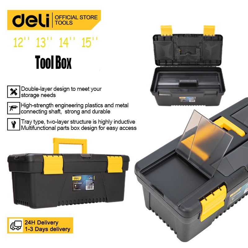 Deli EDL43 Double Layer Tool Box Multifunction Plastic OnBoard Heavy