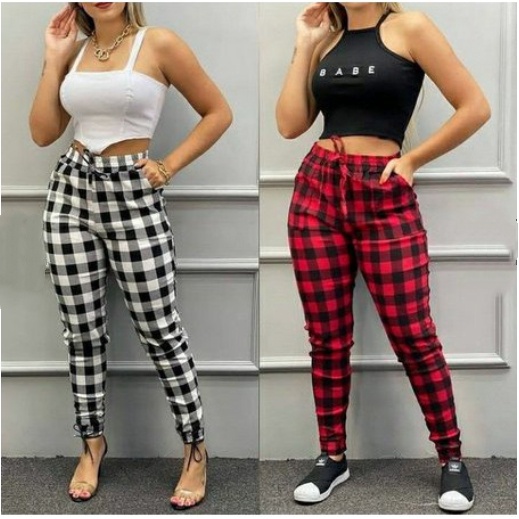 Womens plaid 2025 jogger pants