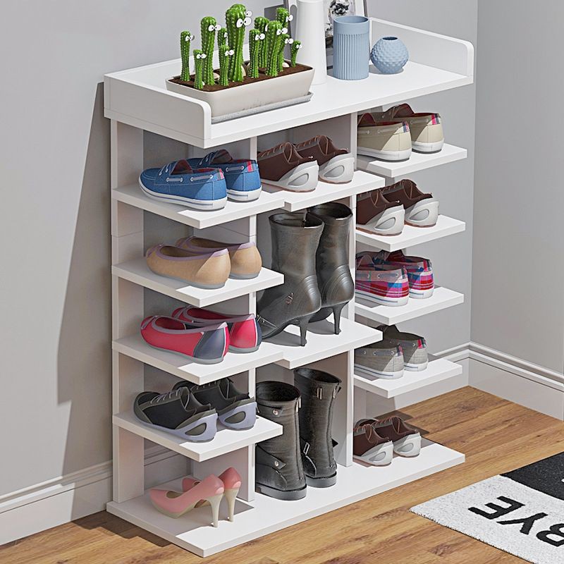 HIPTIS Shoe Rack, 4-Tier Wood Shoe Shelf , Stackable Foldable