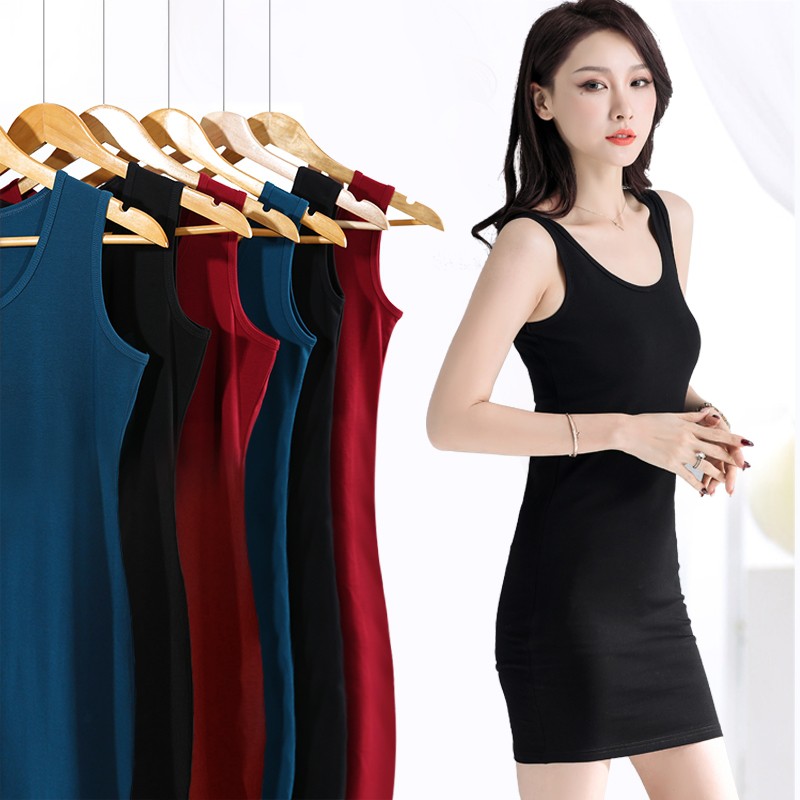 Fashion plain sleeveless bodycon 2024 dress