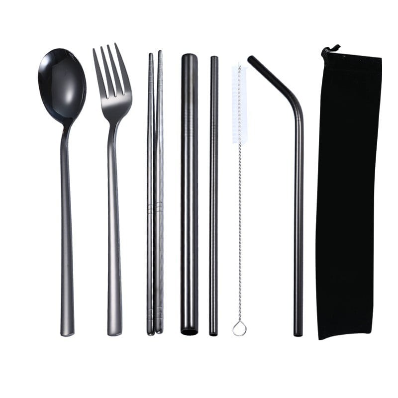 High Quality 8 in 1 304 Stainless Steel Straw Tableware Spoon Fork ...