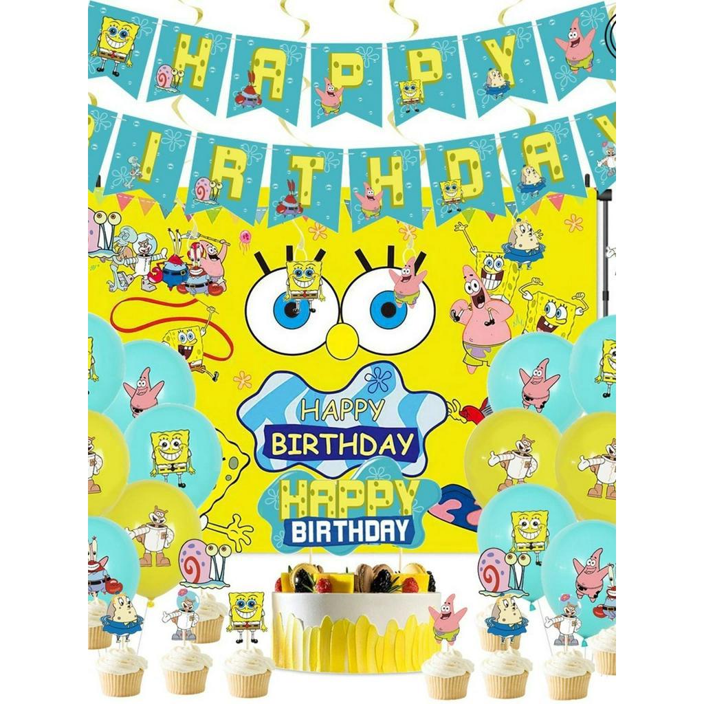 Spongebob Theme SpongeBob Children's Birthday Party Flag Cake With ...